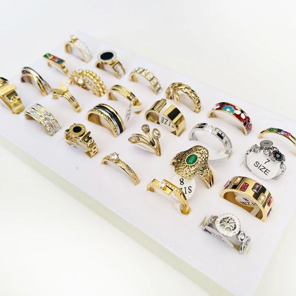 Anillos 100 unids/lote 316l anillos de joyería de moda al por mayor de acero inoxidable para hombres y mujeres envío gratis
