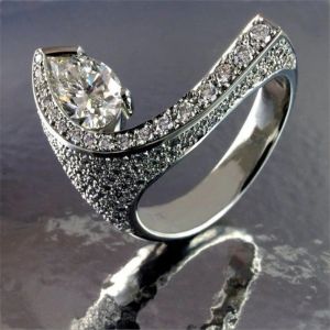 Rings 100% reële 14K witgouden ring sieraden natuurlijke aaa diamant edelsteen onregelmatige 14 K trouwringen bizuteria ringbox voor unisex