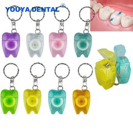 Ringen 100 stcs tandheelkundige floss draagbare sleutelhanger 15 m flosser voor tanden reiniging mondverzorging kit tandhygiëne hygiëne mint tandheelkundige geur cadeau