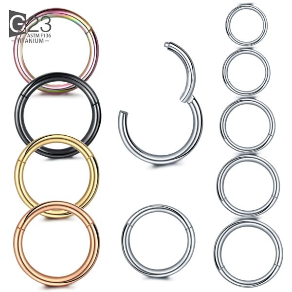 Anneaux 10pc G23 Titanium Segment articulé Nez Anneau 16g14g Mamelon Clicker Oreille Cartilage Tragus Helix Lèvre Piercing Unisexe Bijoux De Mode