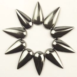 Anneaux 10 pièces 30x14x5mm hématite noire larme cabine cabochon sans trou pour la fabrication de bijoux (envoyer au hasard)