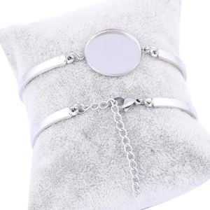 Anneaux 10 pièces paramètres de Bracelet en acier inoxydable 20mm rond blanc Cabochon Bracelet plateaux de Base Bracelets à faire soi-même faisant des accessoires