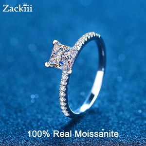 Ringen 12CT Princess Cut Moissanite Verlovingsring VVS Kleurloze Solitaire Diamond Promise Bridal Sets Ring voor vrouwen Bruiloft sieraden