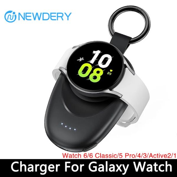 Anneaux Chargeur portable 1400mAh pour Galaxy Watch 6/6 Classic / 5 Pro / 4/3, Gear S4, S3, ACTIVE2 MAGNETINE WIRESS WIRESS KEYCHAIN BATTERIE BANDE
