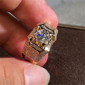 Bagues 14K Or 3 Carats Bague Diamant pour Hommes Rock 14k Or Bijoux Anillo Esmaltado Argent 925 Bijoux Bague Diamant Bizuteria Anneaux