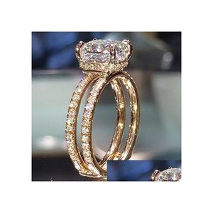 Rings 14k gouden dubbele diamant kroonring prinses verloving voor dames dames mode sieraden drop levering otjlu