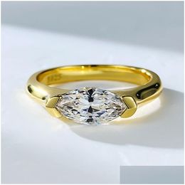 Rings 14K Gold Marquise Moissanite Diamond Ring 100% Real 925 Sterling Sier Party Band for Women Engagement Sieraden Drop levering OTR0S
