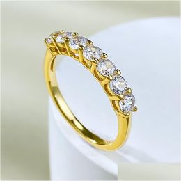 Rings 14K Gold Moissanite Diamond Ring 100% Real 925 Sterling Sier Party Band for Women Men Men Engagement Sieraden Geschenkdruppel Delivering Dh1Z8