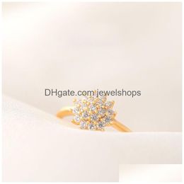 Anneaux 14K or jaune 1,5 carats bague en diamant pour les femmes de luxe fiançailles Bizuteria Anillos pierres précieuses bijoux cadeau livraison directe Dhg9R