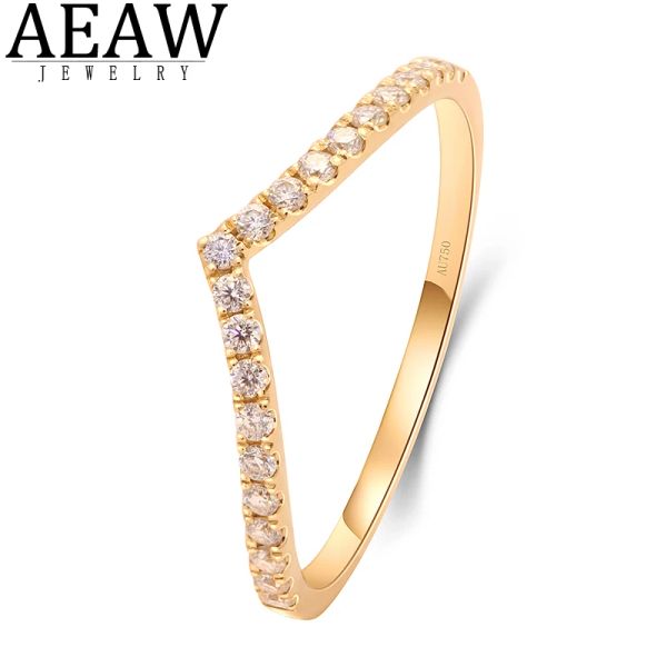 Anneaux 14K Yellow Gold Lab Grown Diamond Ring 0.2CTW Engagement V Band CVD HPHT DIAMAND MARIAGE BIJOURS POUR MARIFICATION