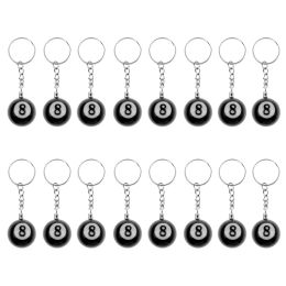 Anneaux 16 PCS Billard Pool Keychain Snooker Table Ball Key Gift Lucky No.8 Keychain 25 mm