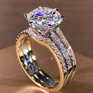 Ringen 18K Au750 geel goud dames bruiloft verlovingsring 1 2 3 4 5 karaat ronde Moissanite diamanten ring bruidssets kroon trendy