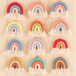 Anillos 20/50/100pcs Cabellado de algodón tejido hecho a mano Tassels Boad Boho Style Pendants Rainbow Keychain Jewely Making Accessors