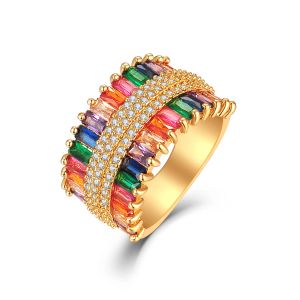 Ringen 2023 September Collecties Kleurrijke Zirkoon Ringen voor Vrouwen Goud Kleur Rvs Mode Zirconia Ring