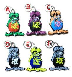 Anneaux 20pcs / lot RF Ratfink Rat Fink Mooneyes Mouse PVC Plastic Kechechains Kelechain for Men Wholesale