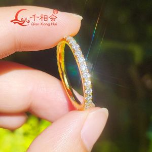 Anneaux 2mm français pavé anneau blanc rond Moissanite pleine éternité bague bande 925 en argent Sterling diamant fiançailles datant bijoux