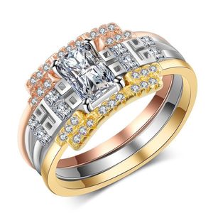 Ringen 3 in 1 Stapelbaar Zirkonia Accessoires Valentijnsdag Cadeau Trouwringen Edelsteen