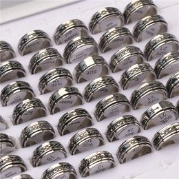 Anillos 36 unids/lote moda goteo aceite giratorio Spinner anillos de acero inoxidable joyería para mujeres hombres mezcla estilo liberación de presión al por mayor