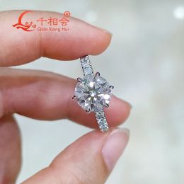 Anillos 3ct 9 mm anillo 2/3 banda 925 plata esterlina d color vvs redonda moissanite joyería de diamante haciendo datos de bodas