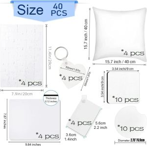 Ringen 40 pc's blanco sublimatieproducten warmteoverdracht sleutelhanger lege sleutelhanger auto coaster muis pad puzzel voor doe -het -zelf -ambachten