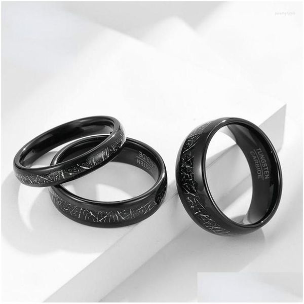 Anillos De Acero De Tungsteno De 4 Mm, 6 Mm, 8 Mm Con Incrustaciones De Anillo De Seda Negra, Las Parejas Se Casan Y Proponen Matrimonio, Anillo Para Hombres Y Mujeres. Entrega directa J Dhfgz