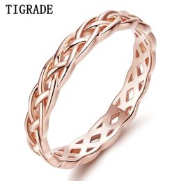 Anneaux 4 mm Or rose romantique 925 SterlingsilverJewelry Celtic Knot Ring Eternity Band Engagement Bagues de mariage pour les femmes Vente Anle