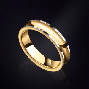Anneaux de 5 mm de largeur Gold Placage Tungstten Anneau de mariage Prism Design pour femmes hommes, livraison gratuite, personnalisée