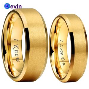 Anillos 6 mm 8 mm Gold Boded Band Band de tungsteno Anillo de pareja para hombres Joyas de moda Finish