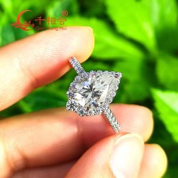 Ringen 7*10mm 2ct peer halo ring ronde halve eeuwigheid band D witte vvs moissanite 925 sterling zilveren ring sieraden verloving dames heren