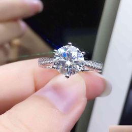 Ringen 925 Sterling Sier Moissanite Klassieke Stijl 1Ct Ij Kleur Enkele Rij Sieraden Anniversary Ring Drop Levering Dhgarden Dhpyb