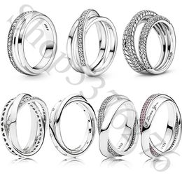 Anneaux 925 Sterling Silver Sparkling Sweet Promesse Entrelacé Entwining Bow Halo Coeurs Triple Bague De Mode Pour Les Femmes Cadeau Bijoux À Bricoler Soi-Même