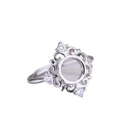 Кольца из стерлингового серебра 925 пробы, женское обручальное кольцо 7x7 мм 8x8 мм, круглое кольцо с кабошоном и полукреплением, подходит для янтарного агата и опала