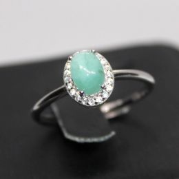 Ringen 925Serling Silver Akac Natural Emerald 925 Sterling Silver Ring Stone Grootte ongeveer 5*7mm