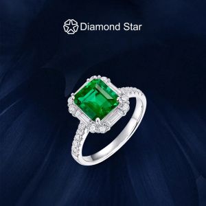 Rings 9K White Gold 5A Grade Lab Emerald Rings For Women Agl Certificaat Groene edelsteen ringen 1Carat 2Carat Lab Gegroeide Emerald Ring