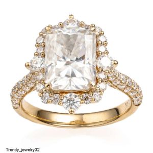 Anneaux AAA Gems Luxurage sur mesure 7,5x10mm 3ct VVS Moisanite Diamond Real 14k Solid Gold Engagement A alliage pour femmes