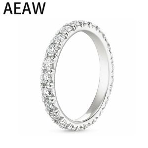 Anneaux AEW 14k or blanc 1.8mm DEF couleur CVD HPHT laboratoire cultivé diamant éternité alliance pour femmes dames bague