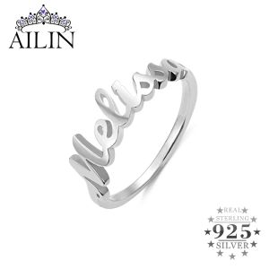 Ringen ailin aangepaste vrouwen ringen 925 sterling zilver gepersonaliseerde één naam ring verloving sieraden vriendjes paar geschenken met doos