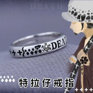 Ringen Anime One Piece Trafalgar Law Luffy Hat Portgas D Ace Verstelbare Ring voor Mannen Vrouwen 925 Sterling Zilveren Ringen Cosplay sieraden