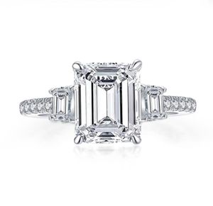 Ringen Anziw 925 Sterling Zilver 3 Karaat Emerald Cut Engagement Ring Voor Vrouwen 3steen Gesimuleerde Diamond Wedding Band5677838640895