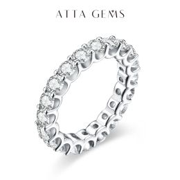 Anneaux ATTAGEMS nouveau en coupe ronde 3.5mm Moissanite anneaux D couleur VVS1 Etenity diamant fiançailles bandes de mariage pour les femmes