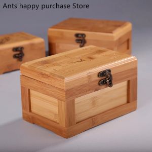 Boîte de rangement de cartes de visite en bambou, boîtes à bijoux en bois, coton-tige, boîte de rangement de clés, boîtes de rangement cadeaux, bacs