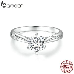 Rings bamoer d kleur vvs1 ex moissanite ring 1ct ronde moissaniet diamant solitaire verloving 925 sterling zilveren ringen voor vrouwen