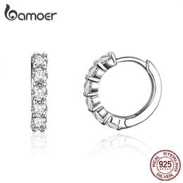 Anillos Bamoer Pendientes de aro de boda para mujer Sterling Sier Circonia cúbica de alta calidad Aros pequeños para los oídos Joyería llamativa Sce524