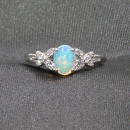 Anneaux Big Sale Low to Earth Natural Opal Gemstone Ring For Women Real 925 Silver Natural Gem Birthday Party Gift 4 * 6 mm Taille ovale
