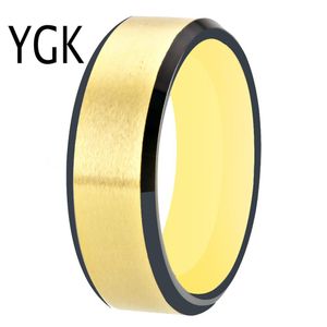 Ringen Zwart Goud Kleur Wolfraam Ring Mannen Carbide Wedding Band Verlovingsringen Gratis Graveren Verjaardag Sieraden Matte Afwerking Ring