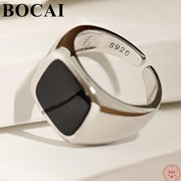 Anneaux BOCAI S925 bagues en argent Sterling 2022 nouvelle mode Simple carré cristal colle réglable pur Argentum bijoux pour hommes femmes