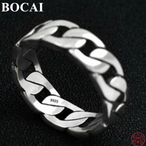Rings Bocai Trendy S925 Sterling Silver Rings 2021 Nieuwe mode Simple Retro Weaven Pure Argentum Populaire hand sieraden voor vrouwelijke mannen