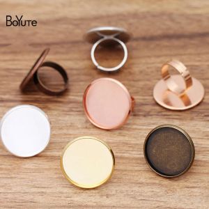 Anneaux Boyute sur mesure (100 pièces/lot) ajustement 25mm Cabochon anneau plateau de Base en métal laiton bricolage réglable anneau ébauches bijoux accessoires