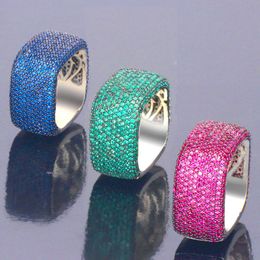 Anneaux Bride Talk Luxury Big Square Rings Design unique Design coloré coloré de mode de mode en zircone colorée pour femmes accessoires pour femmes