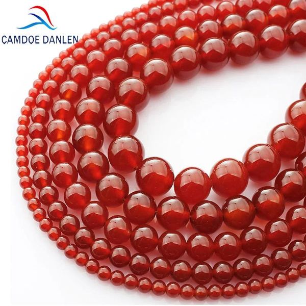 Anillos Camdoe Danlen Aaa Natural Red Agat Gem Stone Cornalina Cuentas sueltas redondas 416 mm Onyx Fit Diy Collar Beads para la fabricación de joyas